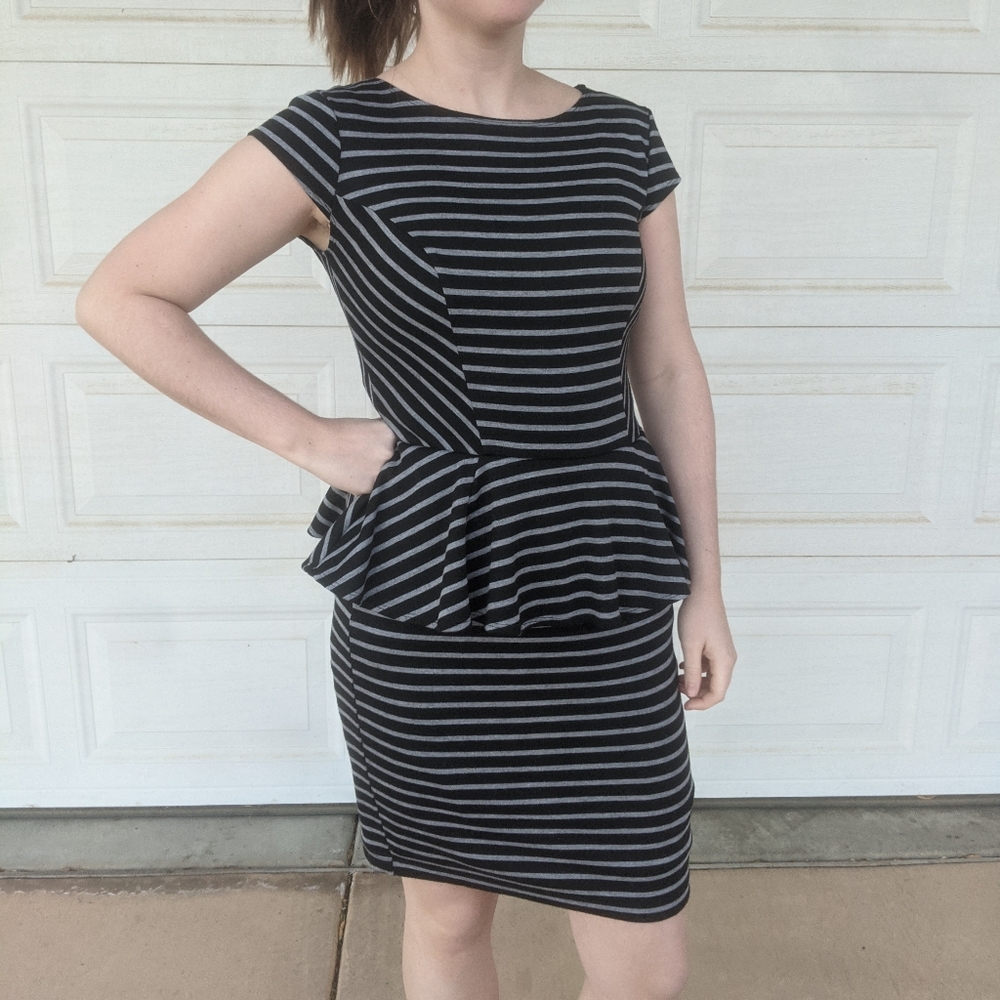 Striped peplum dress